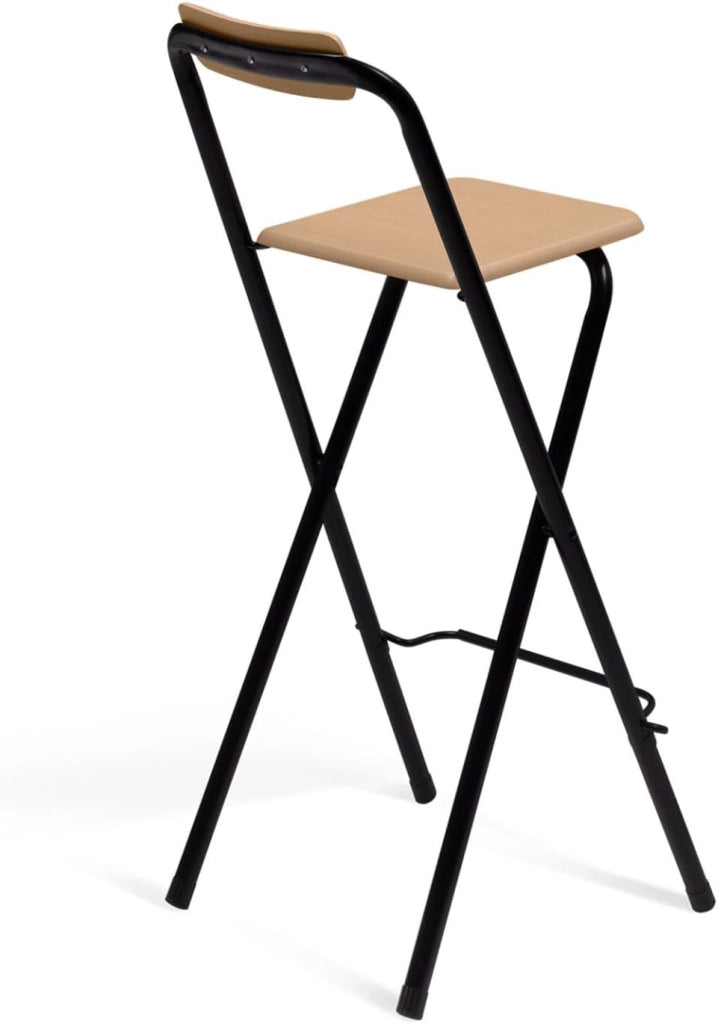 Set di 4 sgabelli da bar pieghevoli DETROIT con struttura nera e seduta effetto legno dal design industriale