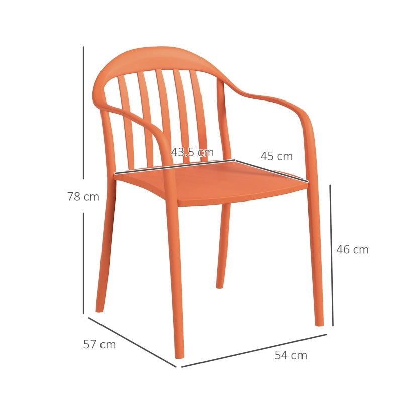 OKWISH Set da 4 Sedie da Giardino Impilabili con Braccioli e Schienale, per Terrazza e Balcone, Plastica Rossa