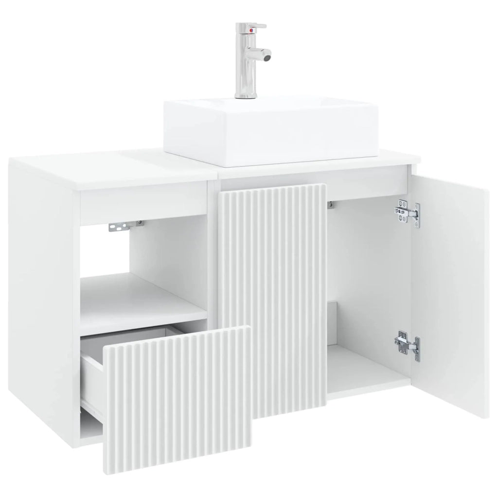 Set di mobili per il bagno 2 pz Bianco Legno ingegnerizzato 3404054
