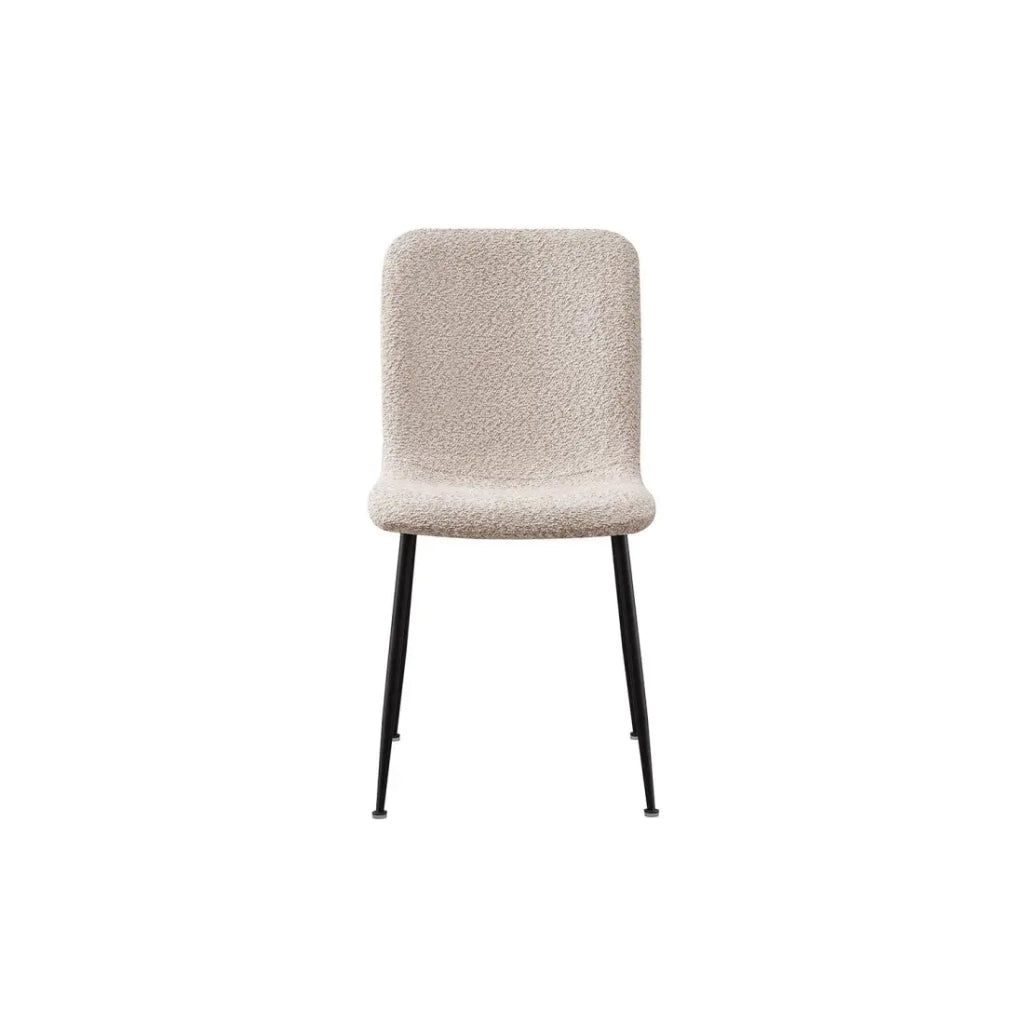 Sedia ALICE – Tessuto bouclé beige e gambe in metallo nero – Comfort e design moderno