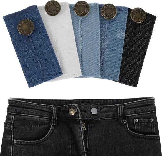 Set di 5 Colori per Allungamento della Cintura - Jeans Cinturino per Donne e Uomini in Gravidanza - Set di Cinturini per Abbigliamento.