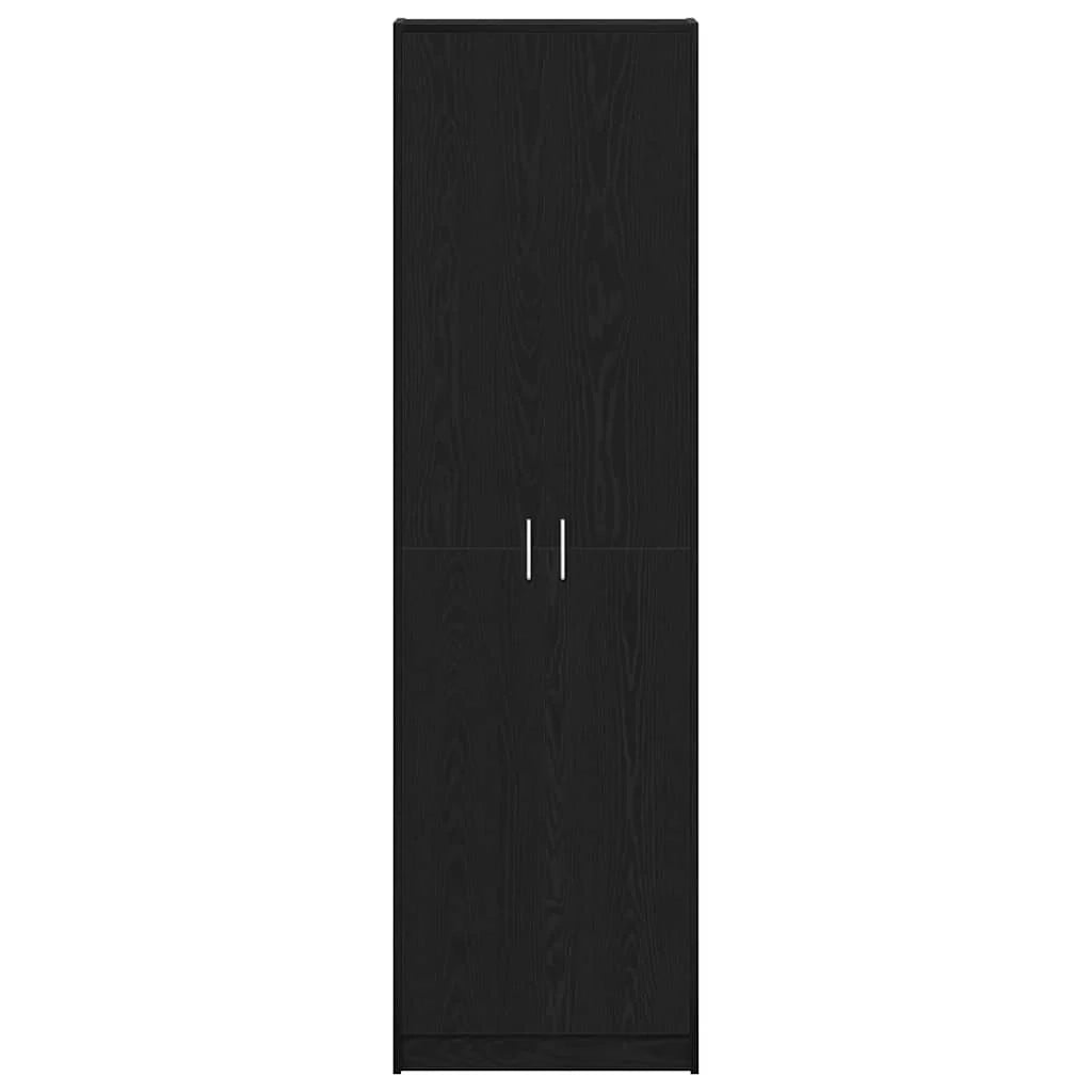 Mobile contenitore moderno 55 x 25 x 189 cm con 5 ripiani design elegante legno di truciolato color rovere nero 02_0055916