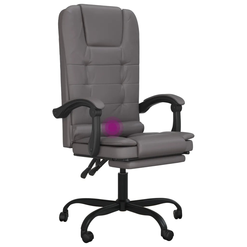 Poltrona da Ufficio Massaggiante | Sedia Relax Reclinabile Grigio Similpelle