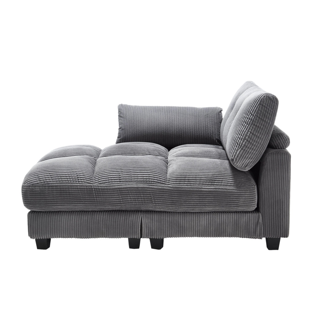 Poltrona relax 140x112x81 cm con portabicchieri e tasche in velluto grigio