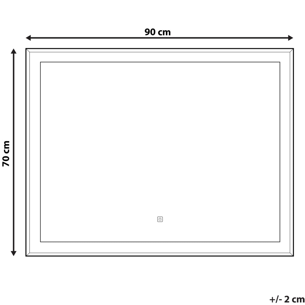 Specchio da parete a LED sospeso 90 x 70 cm Rettangolare Moderno Bagno Glamour Make-Up