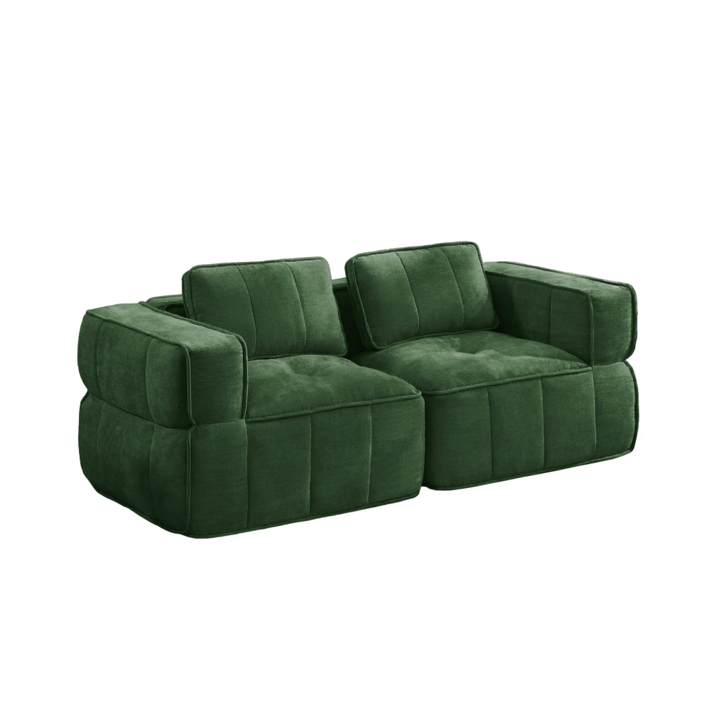 Divano modulare verde 198x93x67 cm in poliestere; senza montaggio