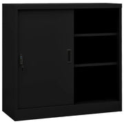 Armadio da ufficio con anta scorrevole 90 x 40 x 90 cm robusto e sicuro design moderno in acciaio nero 02_0046812
