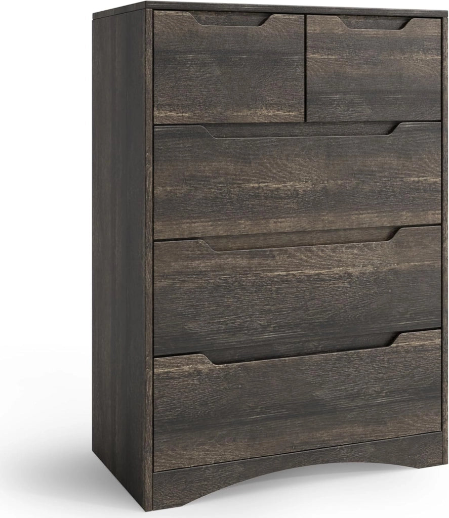 Cassettiera con 5 cassetti, armadio per camera da letto, armadietto per soggiorno, impermeabile e durevole, 94 x 72 x 41 cm (nero)