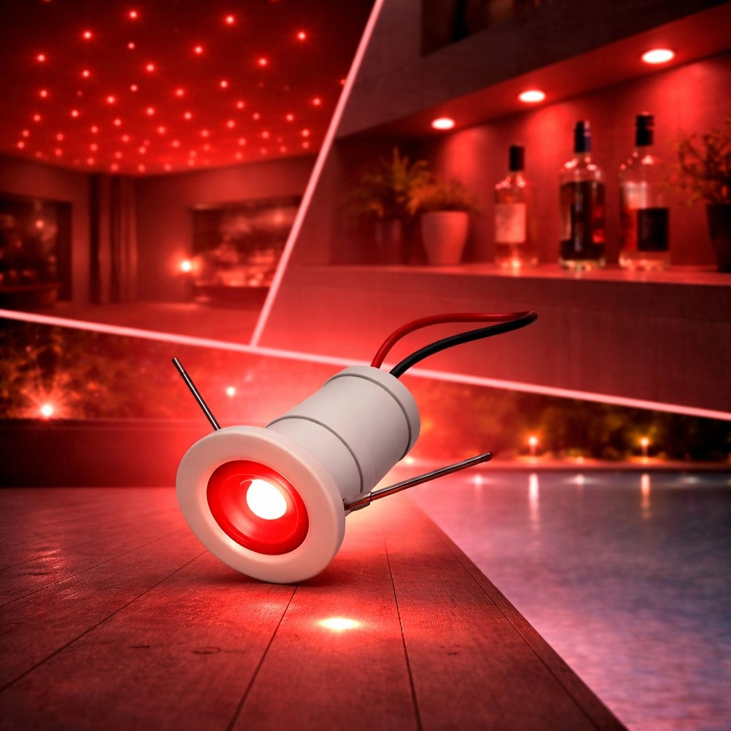 Mini faretto LED Bianco da incasso 1W 12V IP65 punto luce Rossa cielo stellato per bagno doccia esterno segnapasso scale vetrine mobili camper