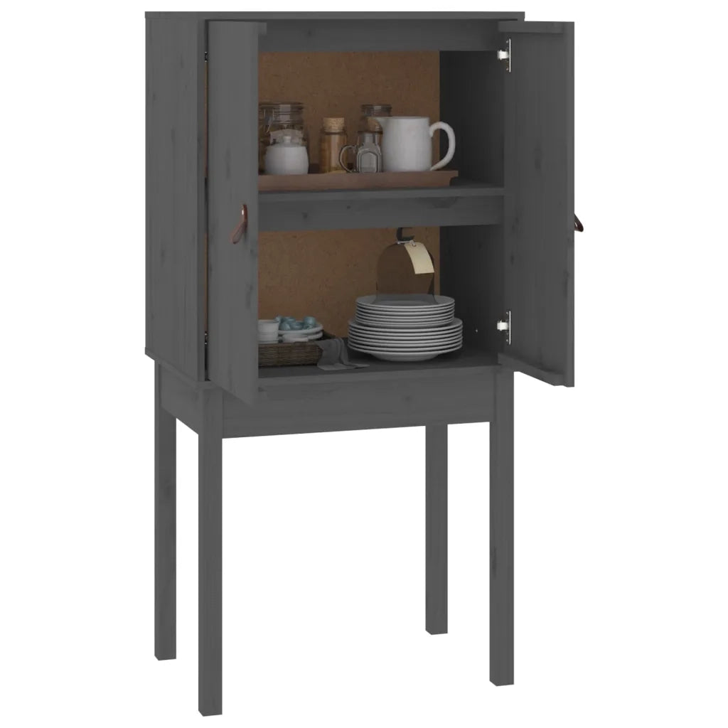 Credenza Grigia 60x40x120 cm in Legno Massello di Pino 821746