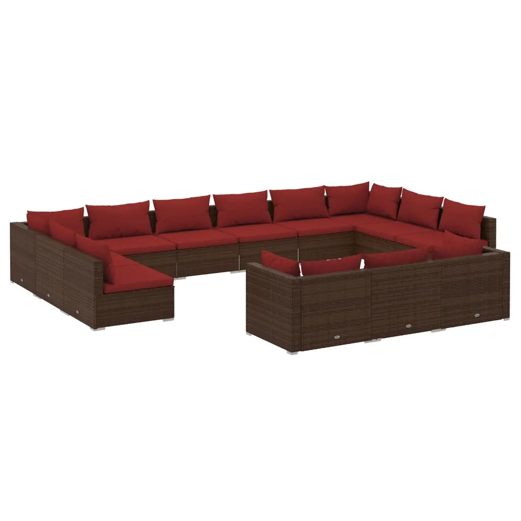 Set Divani da Giardino 13 pz con Cuscini in Polyrattan Marrone cod mxl 37904