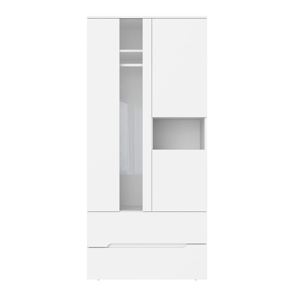 ARMADIO 3 ante con LED 90x50x200 cm Bianco MDF e vetro