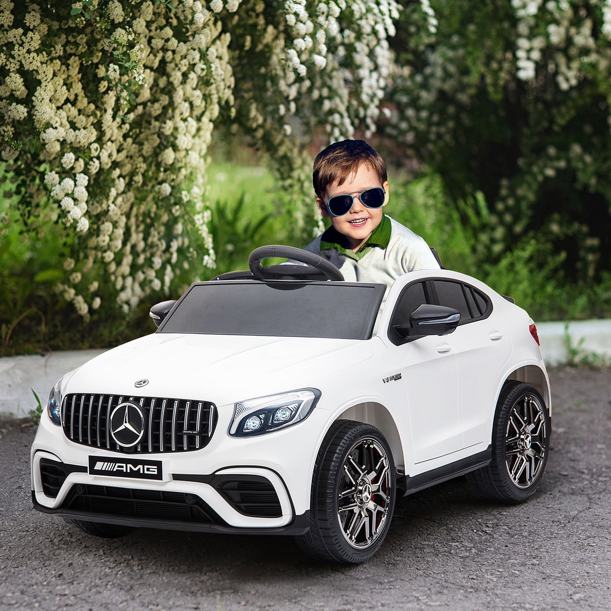 Macchina Elettrica per Bambini 12V con Licenza Mercedes GLA 45 AMG Bianca