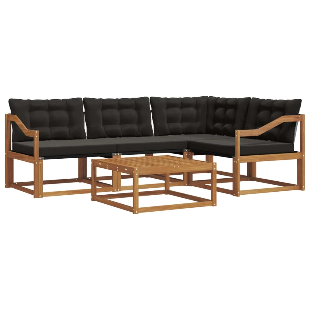 Set di divani da esterno con cuscino 5 pcs Naturale e Nero 3369443