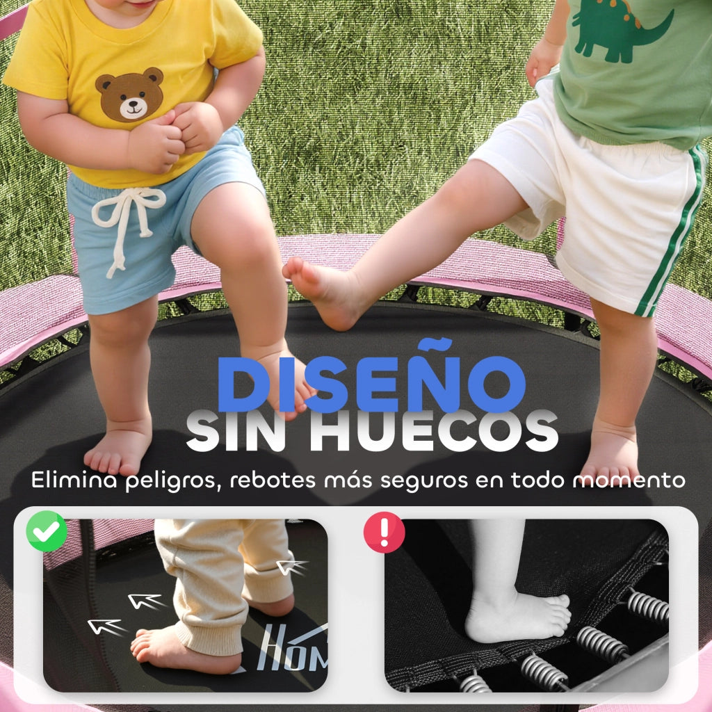 Trampolino per Bambini 140 cm con Rete di Sicurezza ¨C Minimal ¨C Rosa e Nero