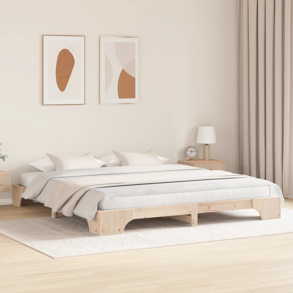 Struttura Letto Naturale Legno Massello di Pino 200 x 200 cm