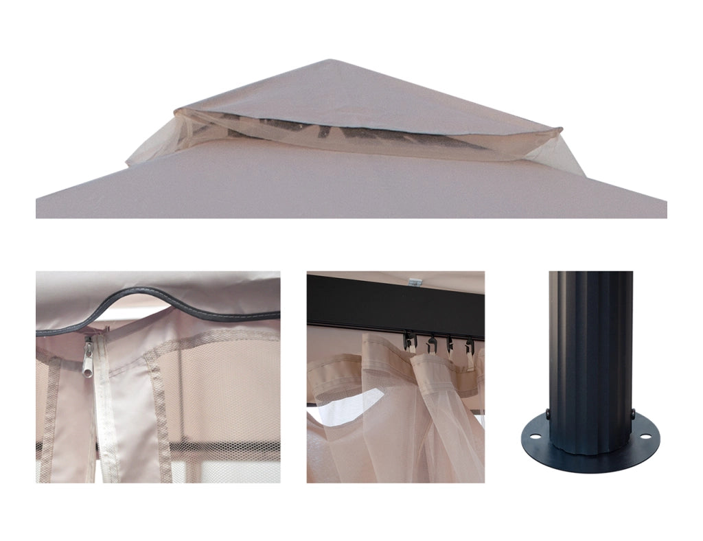 Gazebo da giardino 3×3 con zanzariera - Santiago - Colore: Ecrù - GA13SAPAC-3.3