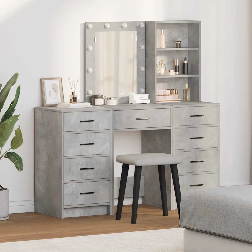 Tavolo da Trucco con cassetto 3 pcs Grigio Legno multistrato 3334221