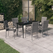 Set da Pranzo per Giardino 7 pz con Cuscini Grigio e Nero cod mxl 43781