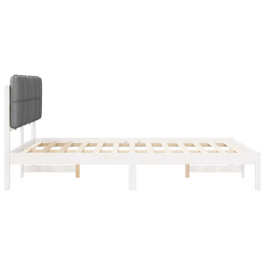 Letto con Testiera Rivestita Grigio chiaro 150 x 200 cm