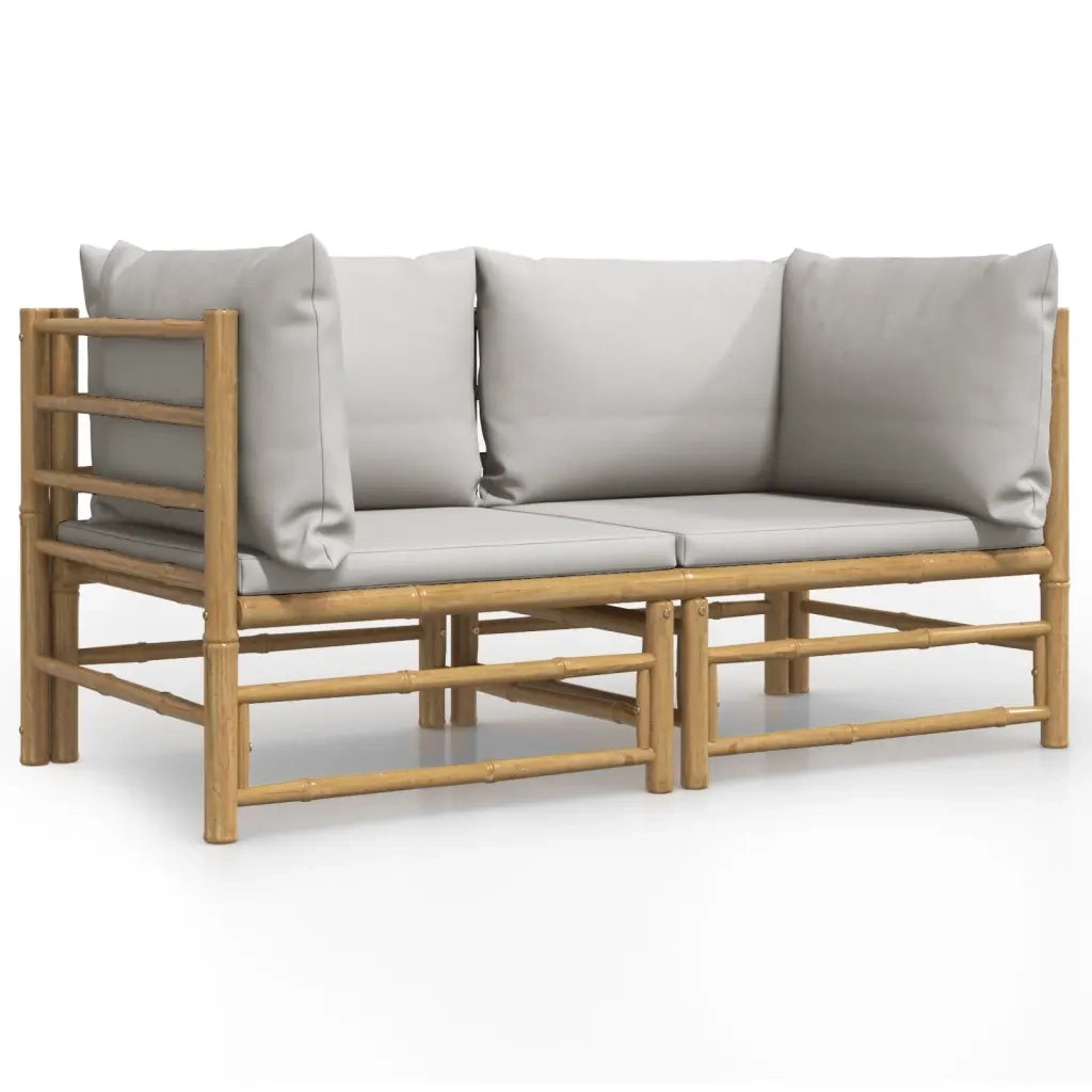 Divani Angolari da Giardino con Cuscini Grigio Chiaro 2pz BambÃ¹cod mxl 102404