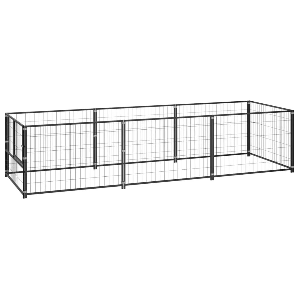 Recinto per animali da esterno per cani recinto per animali nero 3 m² acciaio 02_0000519