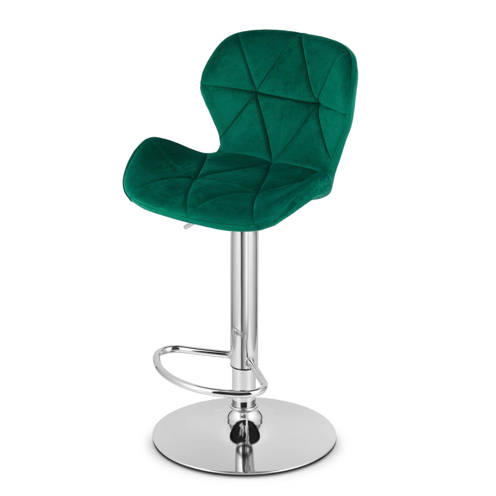 Sgabello VALORA WEST - velluto verde / cromo basel - Design girevole