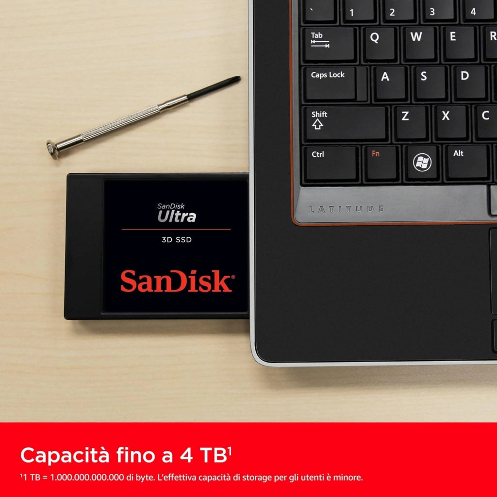 Ultra 3D 4TB SSD Interno, SATA 2.5", ultra veloce fino a 560 MB/s, SATA III 6GB/s, 3D NAND Technologia, Tecnologia nCache 2.0, Resistente agli urti
