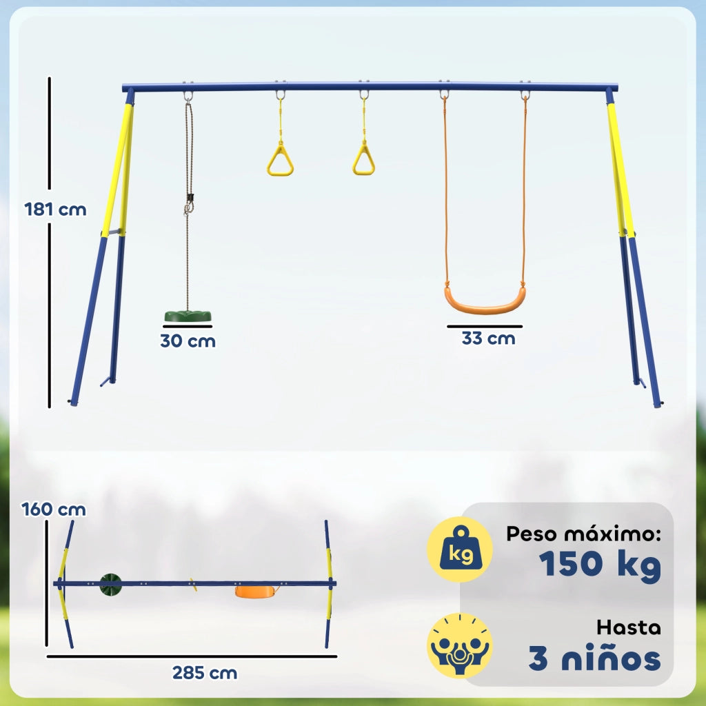 Altalena per Bambini 3 in 1 con Anelli ¨C Minimal ¨C Multicolore