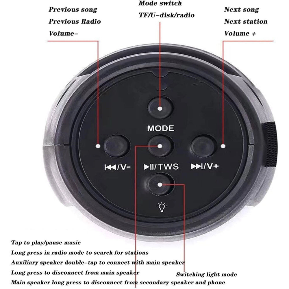 Trade Shop - Cassa Portatile Bluetooth 5w Stereo Bluetooth Luce A Led Altoparlante Esterno -