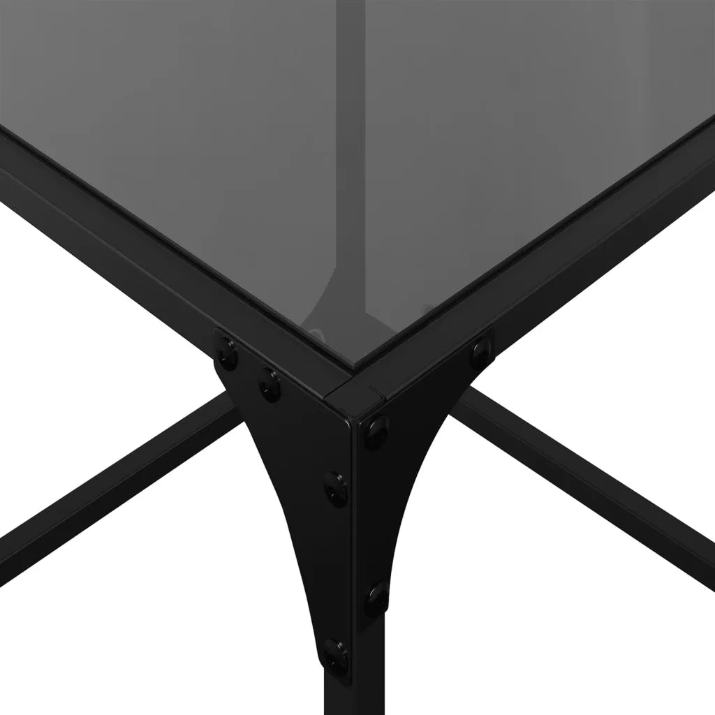 2 pz Tavolini da salotto | Tavolino da caff¨¨ | Tavolino da Soggiorno con Piano Vetro Nero 40x40x40cm Acciaio