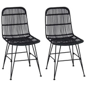 Sedia da pranzo 2 pz | Sedie da cucina Nero 41 x 55 x 85 cm Rattan e acciaio