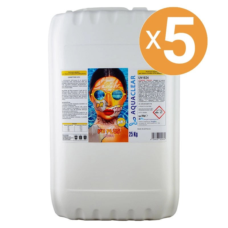 Correttore Ph Plus Liquido Piscina, 5 Confezioni Da 25 Kg