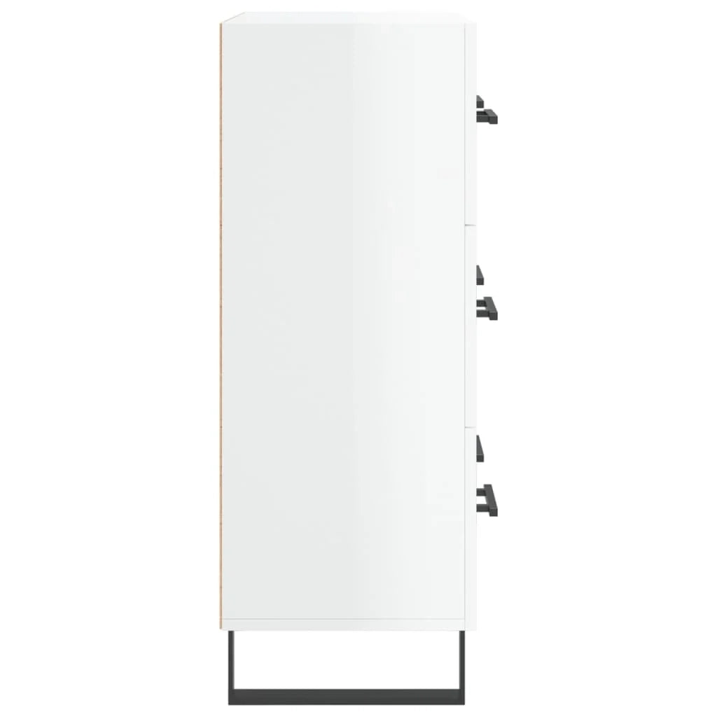 Buffet credenza cassettiera mobiletto mobile contenitore organizer per cucina soggiorno finitura lucida 69,5 x 34 x 90 cm legno ingegnerizzato bianco 02_0030703