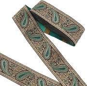 Lint di Jacquard - 10 yard - larghezza 5 cm - verde - boho - trim tessuto - decorazione etnica - bordo - polyester - tessuto piatto - decorazione - accessori DIY - accessori per abbigliamento - decorazioni