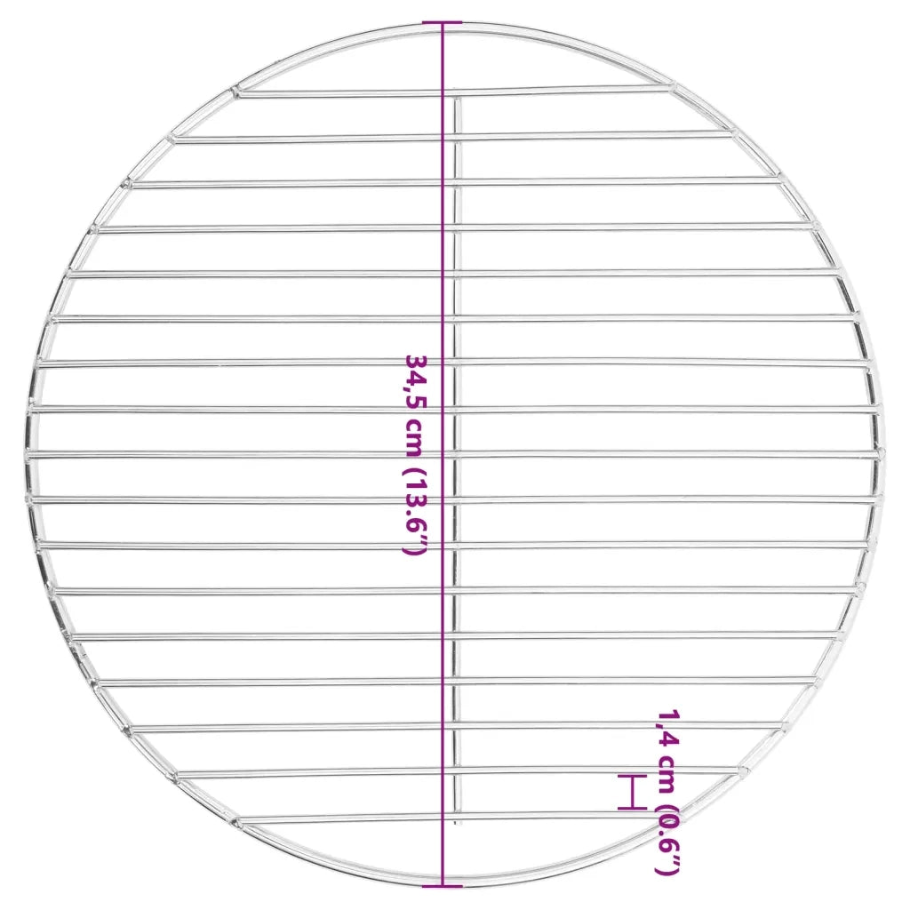 Griglia per Barbecue Rotonda Ã˜34,5 cm Acciaio Inossidabile 304