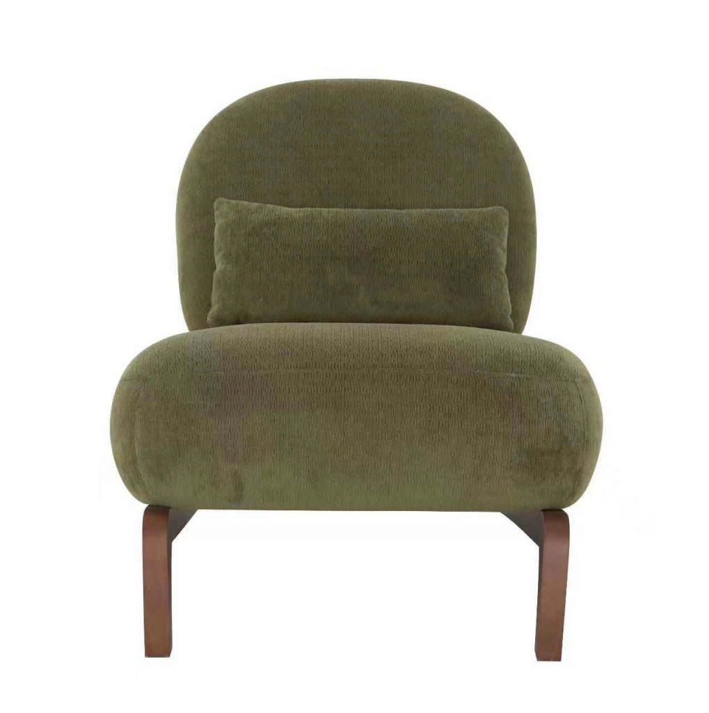 Poltrona senza braccioli dal design moderno in velluto con gambe in legno