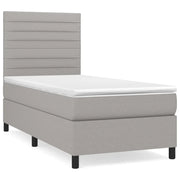 Letto singolo | Letto per adulti | Giroletto a Molle con Materasso Grigio Chiaro 80x200 cm Tessuto