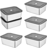 Set di 6 scatole in acciaio inox con coperchio, contenitore alimentare in acciaio inox, 500 ml, scatola per pranzo in acciaio inox, impermeabile, con chiusura di riserva, resistente a forno e congelatore.