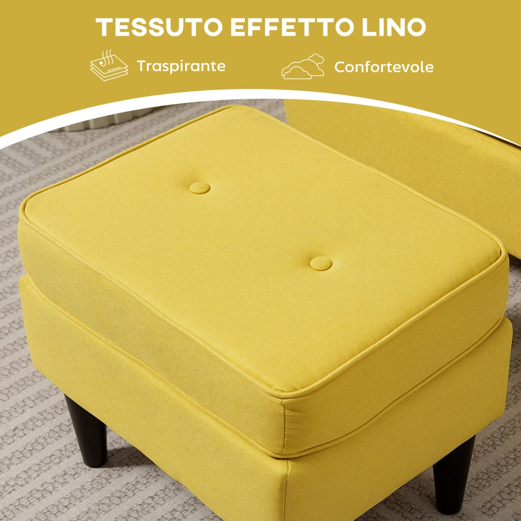 Poltrona Reclinabile con Poggiapiedi ¨C Zephmum ¨C Tessuto Giallo 75x83x104