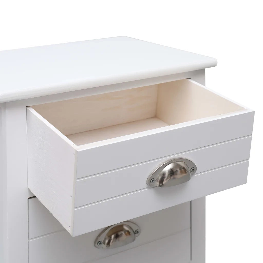 Comodino Bianco 38x28x45 cm in Legno di Paulownia 284049