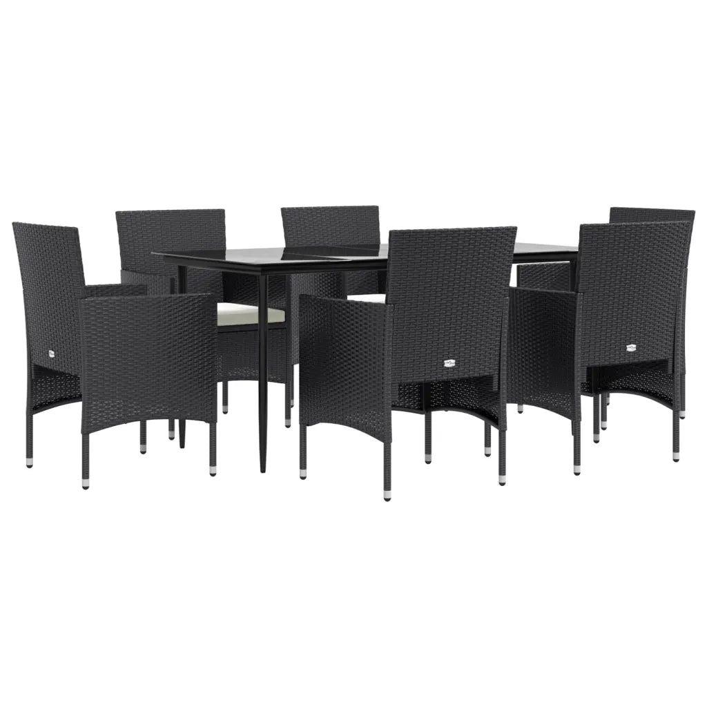 Set da Pranzo da Giardino 7 pz con Cuscini Nero 3156617
