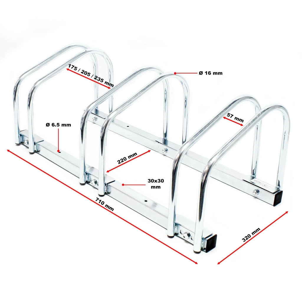 Portabiciclette da pavimento per 3 biciclette 70 cm metallo zincato bicicletta 16_0001499