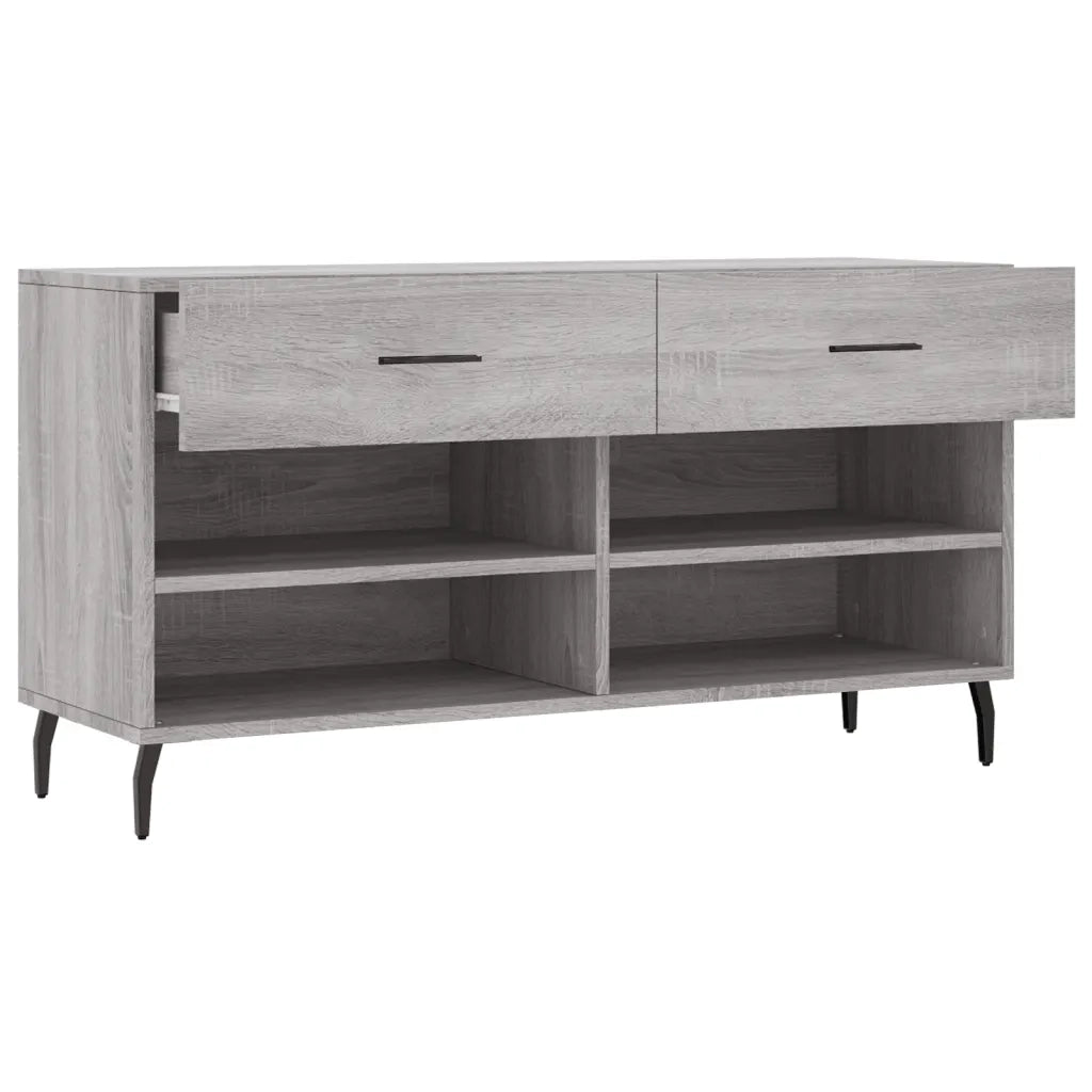 Panca Porta Scarpe-Sgabello-Panca Scarpiera Grigio Sonoma 102x35x55 cm Legno Multistrato 468937