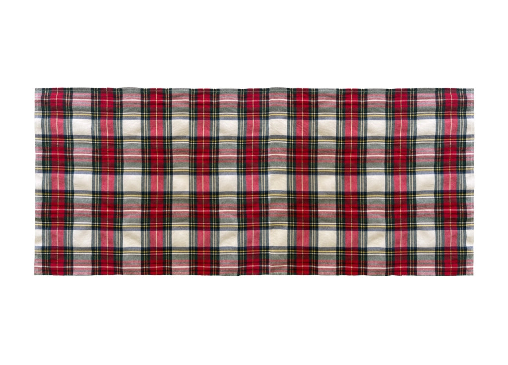 Tovaglia Cucina Soggiorno Misto Cotone Fantasia Tinto In Filo Con Lurex Mod. Natalina Scozzese - Runner - Panna