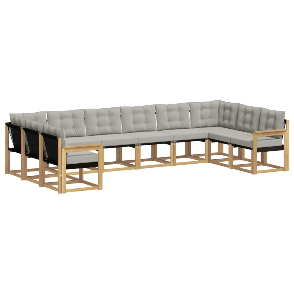 Set di divani da esterno 10 pcs Bianco e Grigio Chiaro