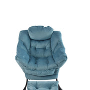 Poltrona relax con pouf blu in tessuto e metallo 72x80x93 cm per salotto