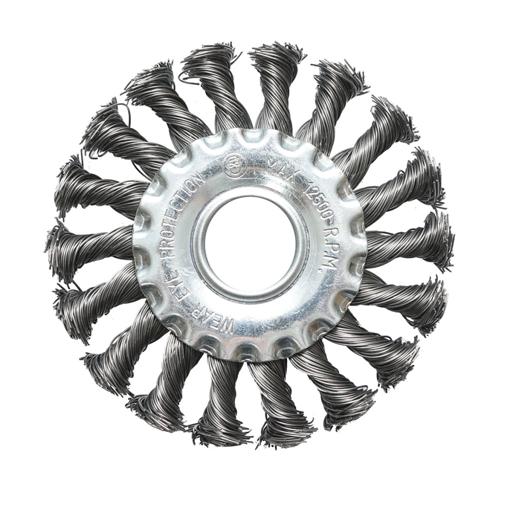 Spazzola circolare in filo d'acciaio intrecciato, 100 mm, diametro interno 22.23 mm, per sbavatura di ferro e ottone, rimozione di vernice e depositi metallici, Crownman