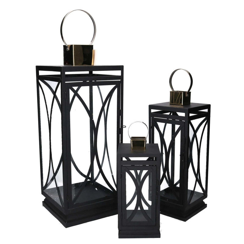 Lanterna metallo 1-3 nero quadra cm 21x21h55,5/67