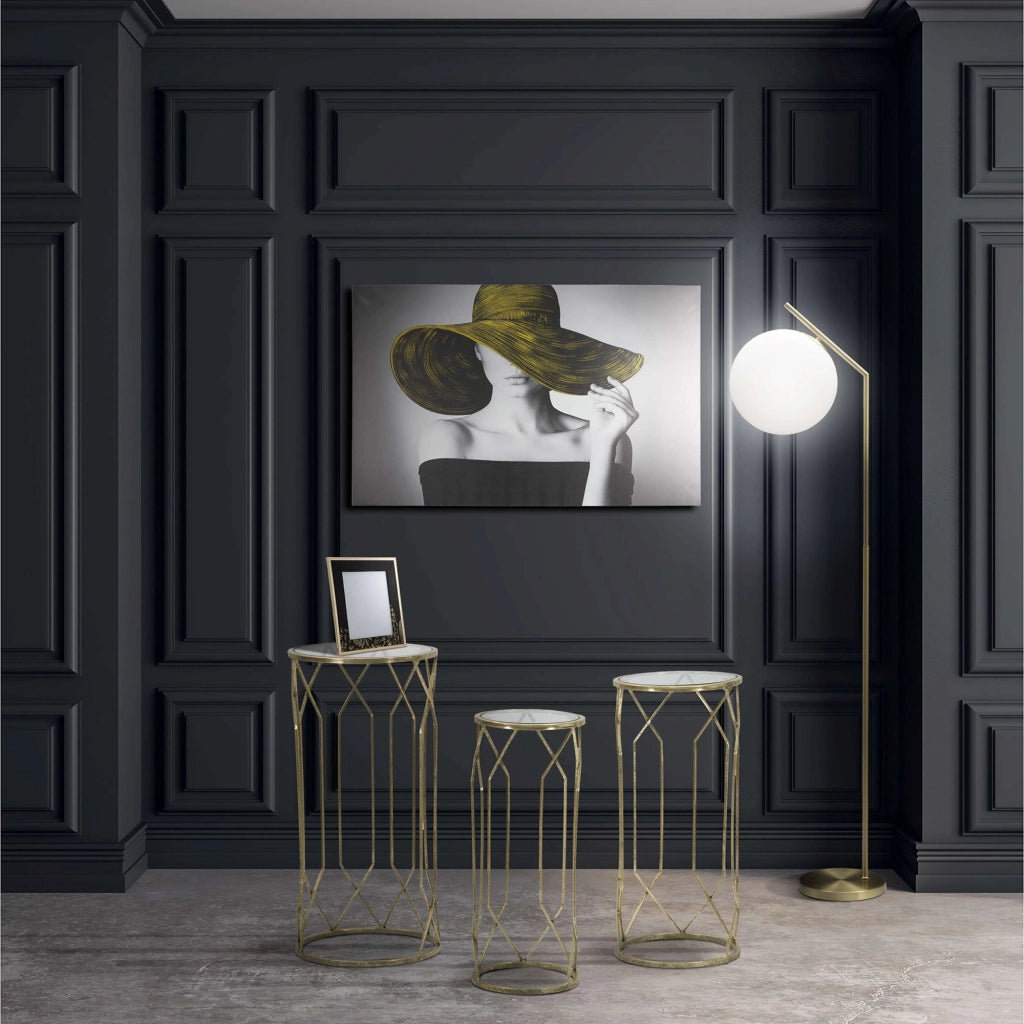 Gerald, Tavolino da Salotto set da 3 Portatelefono, 32x32x71h cm oro
